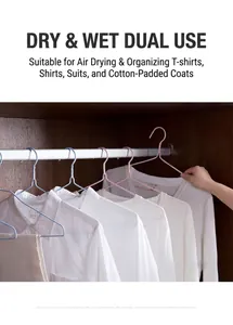Detail view of anti-slip dipped hangers for wet and dry clothes hanging in a wardrobe
