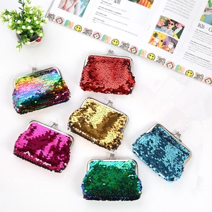 Fashion Mermaid Sequin Coin Purse Kiss Lock Mini Wallet For Women Girls Mermaid Sequins Small Pouch Bag For Earphone Storage