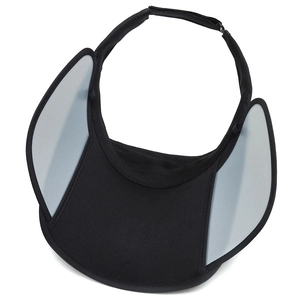 Men's summer sun visor hat with retractable blue side panels and breathable black mesh fabric