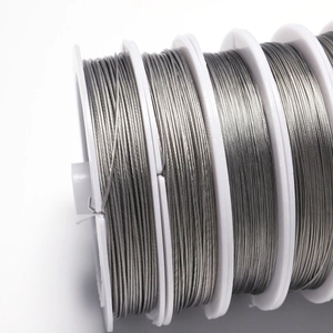 Macro detail of fine silver steel wire on white spools for DIY jewelry making