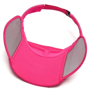 Rose red sun visor hat with retractable side flaps and breathable mesh fabric