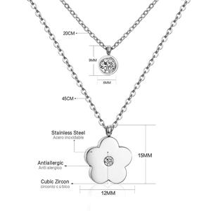 Detailed size chart of stainless steel butterfly and zircon necklaces for women