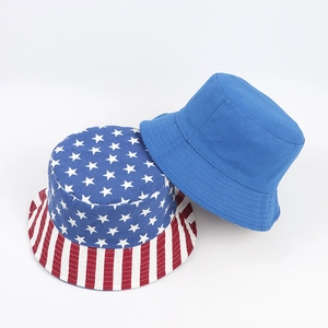 USA Flag Bucket Hat Canvas Reversible Stars And Stripes Sun Protection Outdoor Casual Unisex Fisherman Hat
