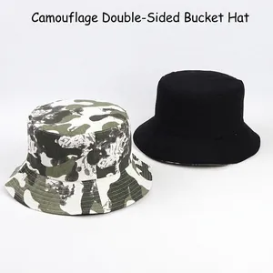 Bob réversible camouflage vert armée et noir en coton pour la protection solaire