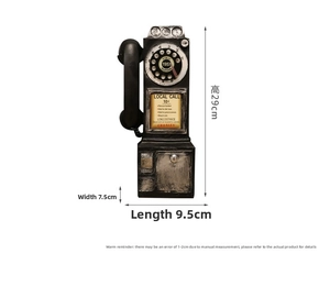 Retro resin wall-mounted telephone model dimensions: 29cm height, 9.5cm length and 7.5cm width