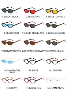 Présentation de quinze paires de lunettes de soleil ovales rétro en diverses couleurs