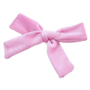 5-inch pink velvet bow hair clip for girls with a handmade alligator clip accessory