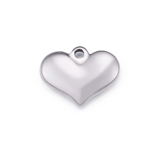 Polished silver heart-shaped pendant for DIY necklace and bracelet jewelry making