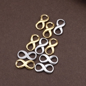 Polished stainless steel infinity symbol connectors in gold and silver for DIY jewelry