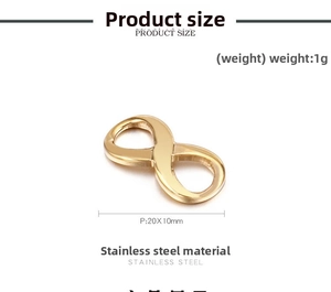Detail view of 20x10mm gold infinity stainless steel link for DIY jewelry making