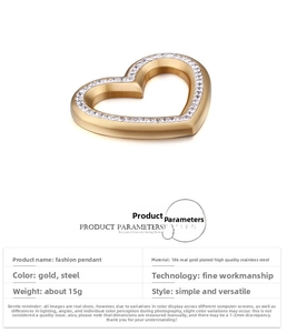 Macro detail of heart-shaped stainless steel pendant with sparkling white zircon inlay