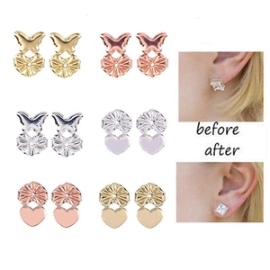 Copper Earring Lifters Magic Earring Backs Support Heart Butterfly Shape Lifting Metal Backing For Heavy Earrings