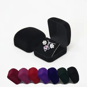 Velvet Jewelry Box Necklace Pendant Earring Display Storage Gift Case Square Hinged Flocking Organizer