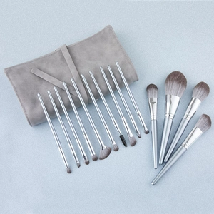Pennelli Da Trucco Professionali Manico In Legno Di Betulla Fibra Sintetica Cipria Ombretto Con Borsa Da Trasporto Portatile