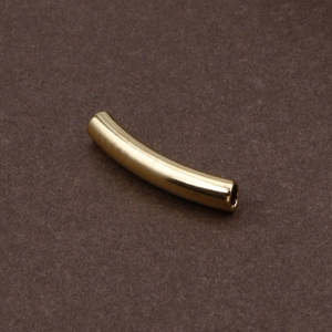 Polished gold stainless steel curved tube spacer bead for jewelry making designs