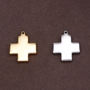 Polierte Edelstahl-Kreuzanhänger in Gold und Silber für DIY-Schmuckherstellung