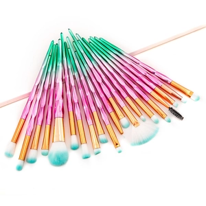 20pcs unicorn diamond makeup brush set with gradient handles and soft bristles