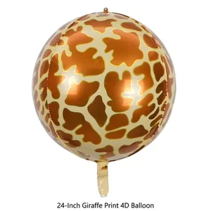Close-up of a 24-inch 4D giraffe print foil balloon with a metallic finish for parties