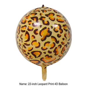 22-inch leopard print 4D sphere aluminum foil balloon for birthday party decorations