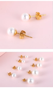 Gros plan de boucles d'oreilles en perles et acier inoxydable avec fermoirs dorés divers