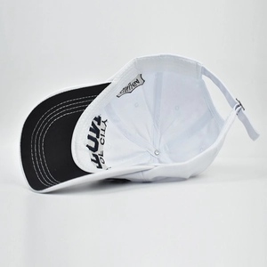 Close-up of Boston baseball cap with detailed embroidery and adjustable inner strap
