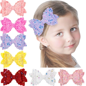 Pinces À Cheveux Nœud À Paillettes Pour Filles Scintillant Couches Pinces Crocodile Accessoires Cheveux
