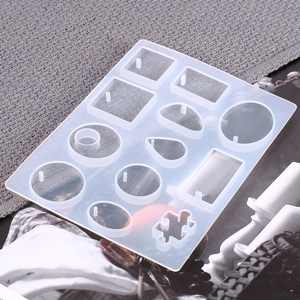 Translucent silicone resin mold for DIY jewelry pendants in geometric shapes with holes
