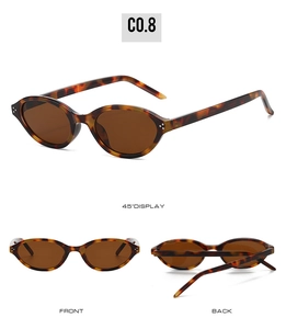 Vue sous trois angles de lunettes de soleil ovales vintage en écaille avec rivets