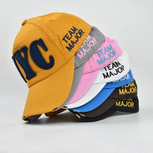 Classic distressed cotton baseball caps with NYC embroidery in multiple vintage colors