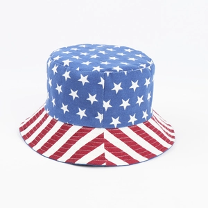 American flag bucket hat with stars and stripes pattern for outdoor sun protection