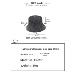 Guide des tailles du bob en coton avec tour de tête 58cm et bord de 6cm