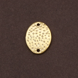Golden hammer-textured oval link connector with dual holes for DIY jewelry making