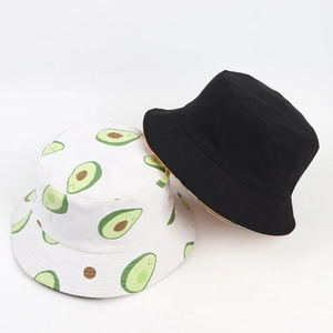 Lot de bobs réversibles en toile avec imprimé avocat mignon et design noir de protection
