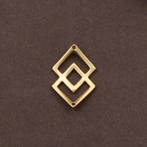 Golden titanium steel square double-diamond connector for DIY jewelry making
