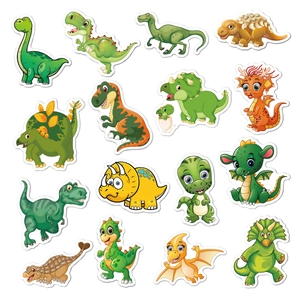 Cute 50pcs dinosaur cartoon sticker set for kids luggage skateboard and laptop decoration