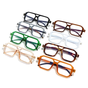 Classic double bridge square frames glasses in multiple colors with anti-blue light lenses