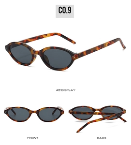 Vue triple de lunettes de soleil ovales en écaille avec verres gris foncé