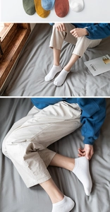 Detail view of cotton low-cut liner socks in multiple colors with ribbed cuff texture