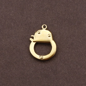 Polished gold stainless steel handcuff charm pendant for jewelry making and bracelets