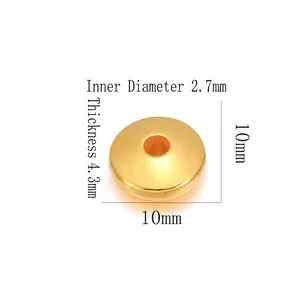 10mm golden disc spacer beads with 2.7mm hole for DIY jewelry making and bracelets