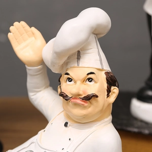 European style resin chef figurine decoration for home kitchen and cafe tabletop