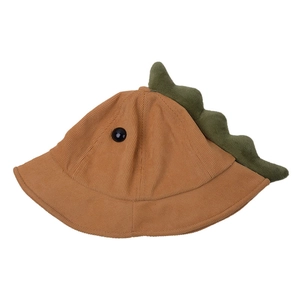 Chapeau bob dinosaure en velours côtelé marron pour enfants avec nageoires en 3D