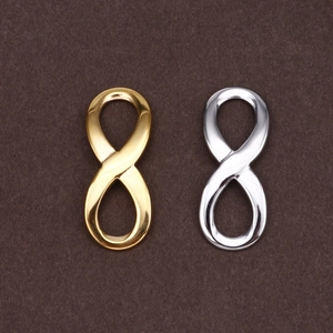Polished stainless steel infinity symbol charms in gold and silver for DIY jewelry