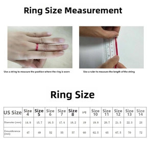 Size guide for turquoise flower silver ring with diameter and circumference chart