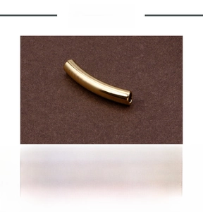 Polished gold curved stainless steel tube bead for DIY jewelry making weighing 2g