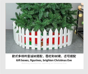 White PVC picket fence and red holiday tree skirt for Christmas base decoration