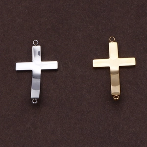 Gold and silver stainless steel cross pendant connectors for DIY jewelry making