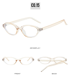Vues multiples de lunettes de soleil ovales transparentes champagne de face et de dos