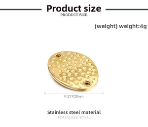 Macro detail of oval hammered stainless steel pendant with dimensions 27x20mm and 4g weight