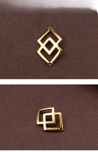Macro detail of gold-plated geometric interlocking diamond links for DIY jewelry